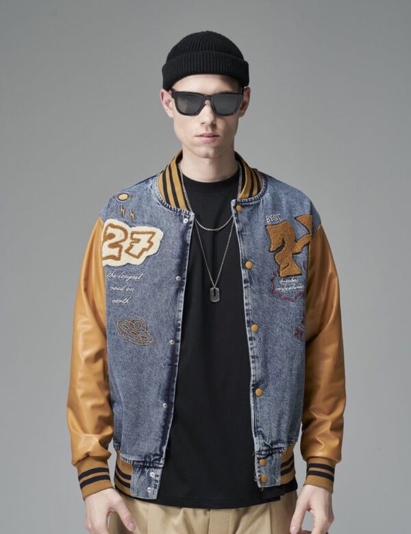 Refined Blue Denim College Jacket